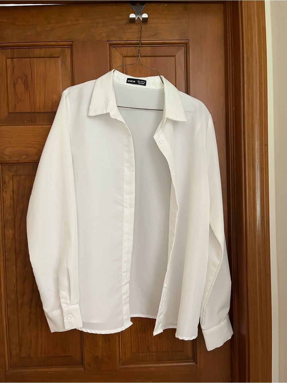 SHEIN classic white button up blouse